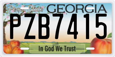 GA license plate PZB7415