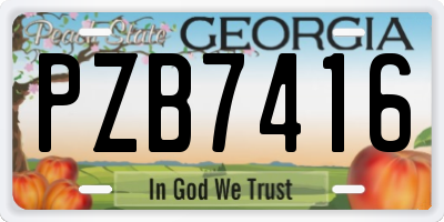 GA license plate PZB7416