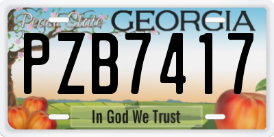 GA license plate PZB7417