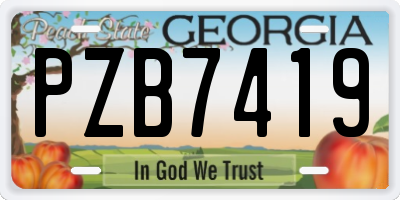 GA license plate PZB7419