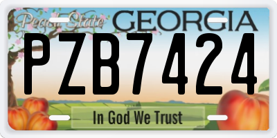 GA license plate PZB7424
