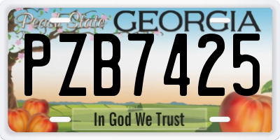 GA license plate PZB7425