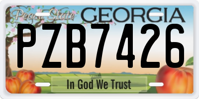GA license plate PZB7426