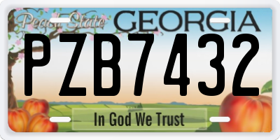 GA license plate PZB7432