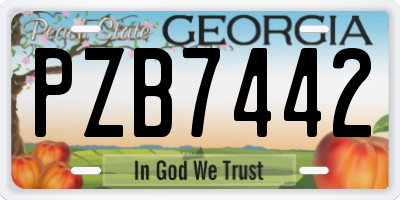 GA license plate PZB7442