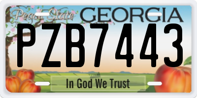 GA license plate PZB7443
