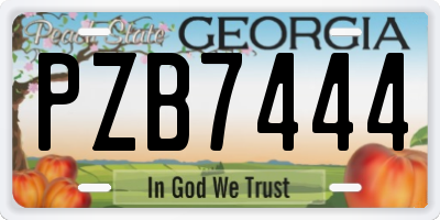GA license plate PZB7444