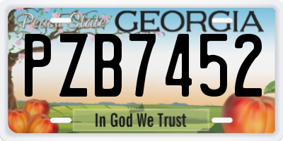 GA license plate PZB7452