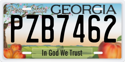 GA license plate PZB7462