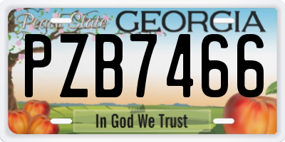 GA license plate PZB7466