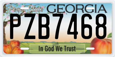 GA license plate PZB7468