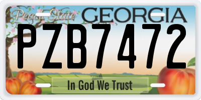GA license plate PZB7472