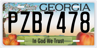 GA license plate PZB7478