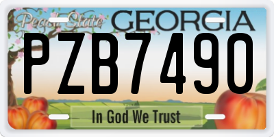 GA license plate PZB7490