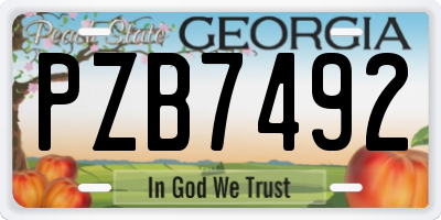 GA license plate PZB7492