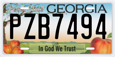 GA license plate PZB7494