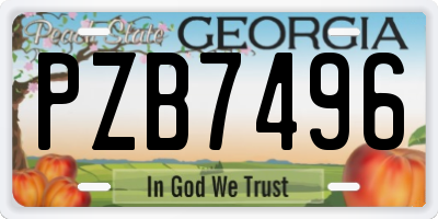 GA license plate PZB7496