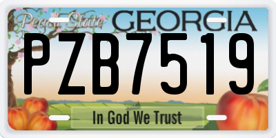 GA license plate PZB7519