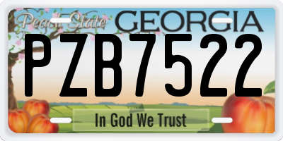 GA license plate PZB7522