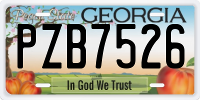 GA license plate PZB7526