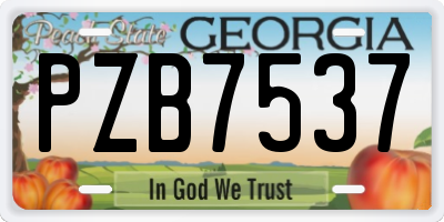 GA license plate PZB7537