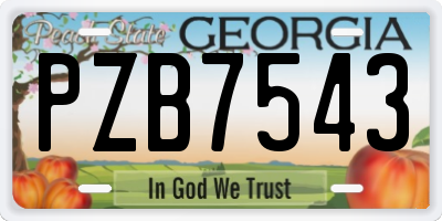 GA license plate PZB7543