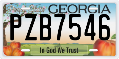 GA license plate PZB7546