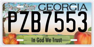 GA license plate PZB7553