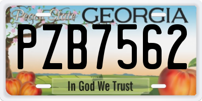 GA license plate PZB7562