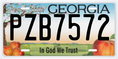 GA license plate PZB7572