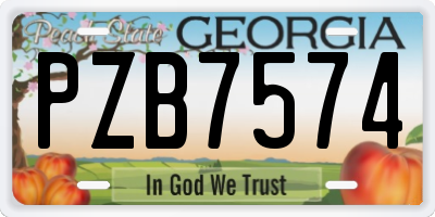 GA license plate PZB7574