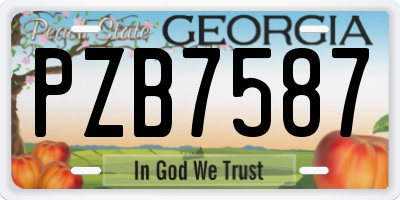 GA license plate PZB7587
