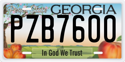 GA license plate PZB7600