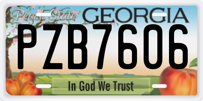 GA license plate PZB7606