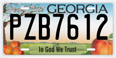 GA license plate PZB7612
