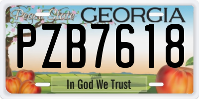 GA license plate PZB7618