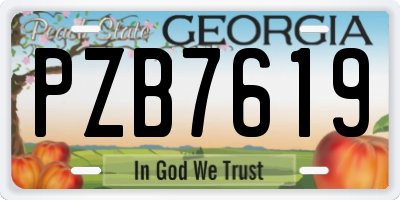 GA license plate PZB7619