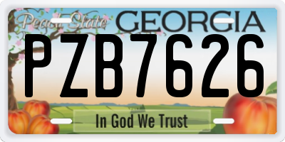 GA license plate PZB7626