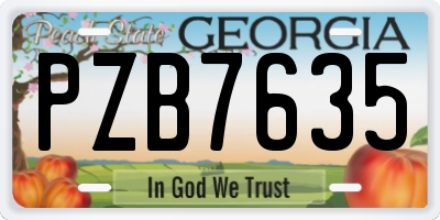 GA license plate PZB7635