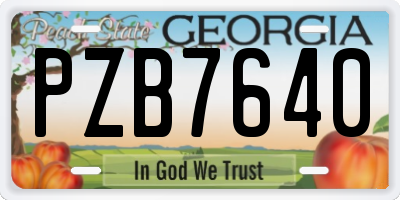 GA license plate PZB7640
