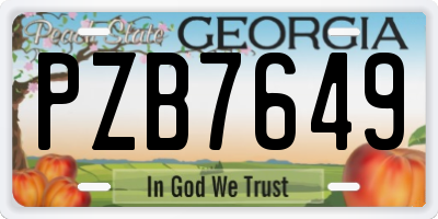 GA license plate PZB7649