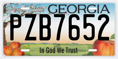 GA license plate PZB7652