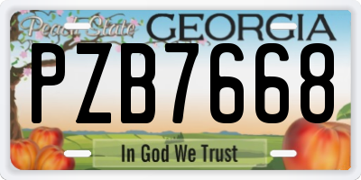 GA license plate PZB7668