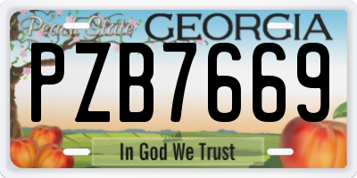 GA license plate PZB7669