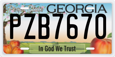 GA license plate PZB7670