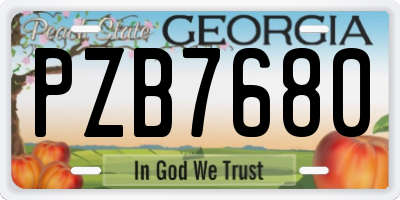 GA license plate PZB7680