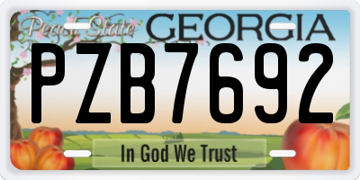 GA license plate PZB7692
