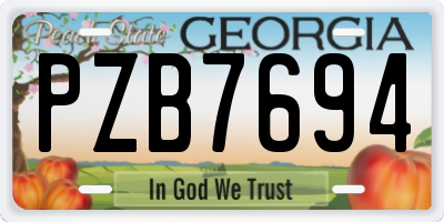 GA license plate PZB7694