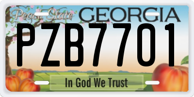 GA license plate PZB7701
