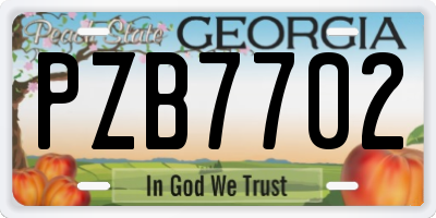 GA license plate PZB7702